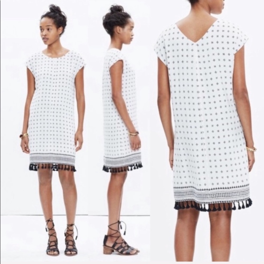 Madewell Scatterblock Fringe Tassel Dress Size XS